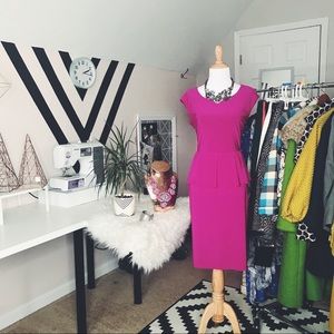 Women's Peplum Dress Sz S/M Fuchsia